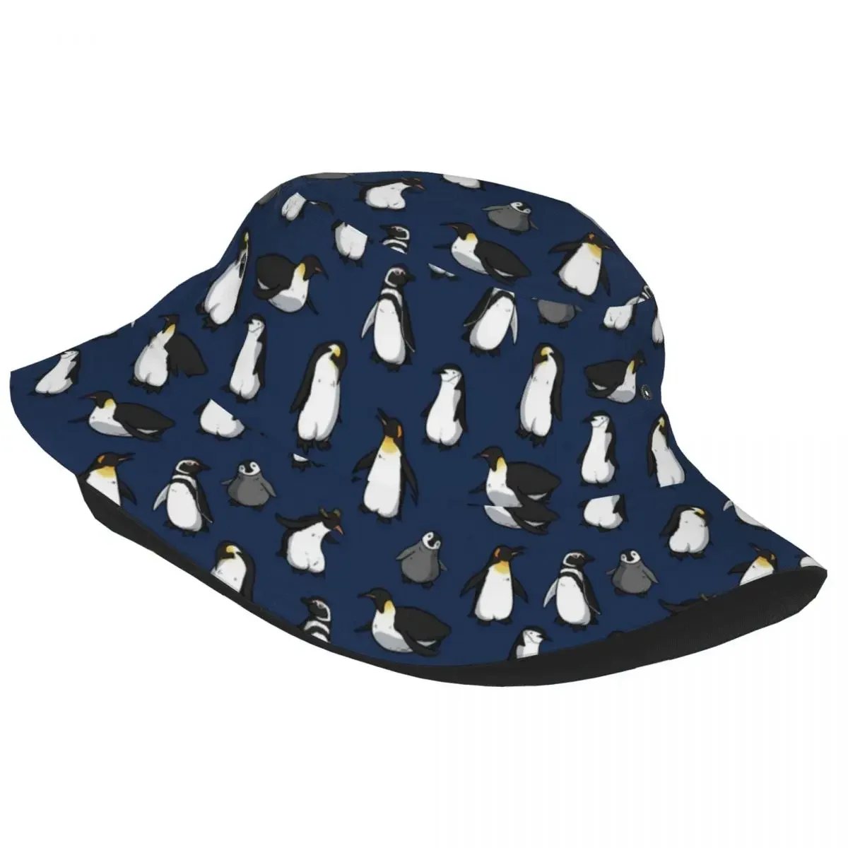 Street Cute Penguin Cartoon Pattern Bucket Hat Unisex UV Protection Hiking Animal Fishing Cap Summer Travel Headwear Bob