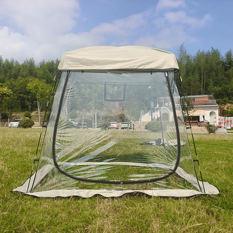 مظلة دافئة مقاومة للماء من مادة PVC تتسع لـ 3-4 أشخاص مع غطاء مطر إضافي، مأوى مقاوم للطقس على شكل شريط التماس، طويل ما يكفي #2
