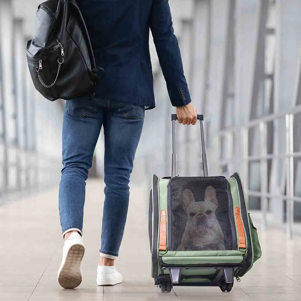 Viajar al aire libre 3 en 1 Oxford carrito para perros asiento de coche para mascotas mochila para mascotas portador con ruedas