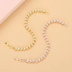 Charm Heart Crystal Bracelet for Women 2023 New Trendy Gold Color Zircon Chain Bangle Luxury Wedding Bridal Jewelry Accessories