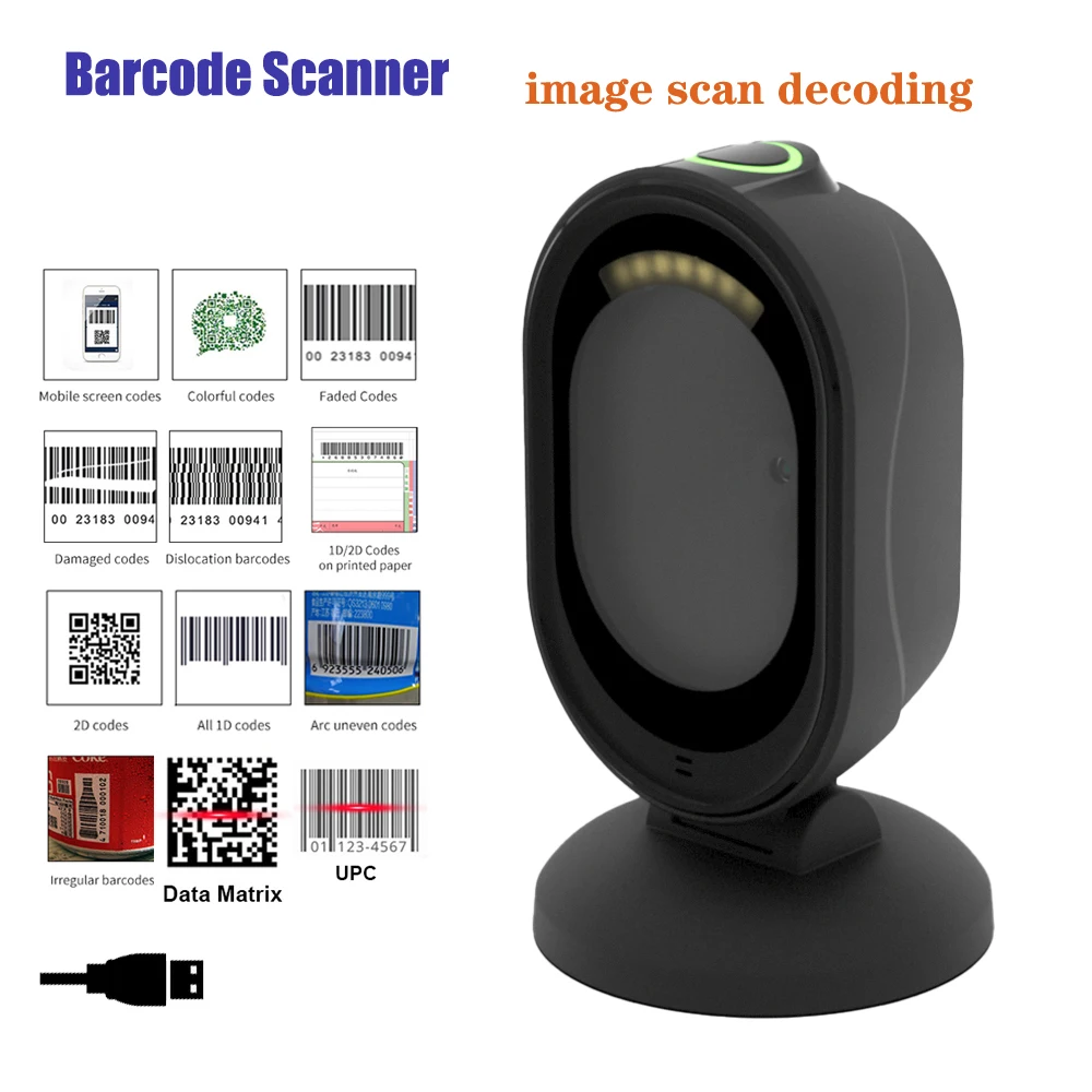 Barcode Scanner Desktop High Performance Omnidirectional Auto Sense 1D 2D QR code Data Matrix Reader for Store Retail Payment