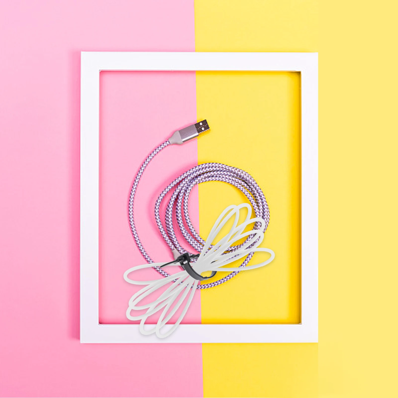 

40 pcs Silicone Cable Straps Fish Bone Shape Cord Organizer Earphone Winder Anti-Winding Wire Holder Tidy Desktop Compact Size