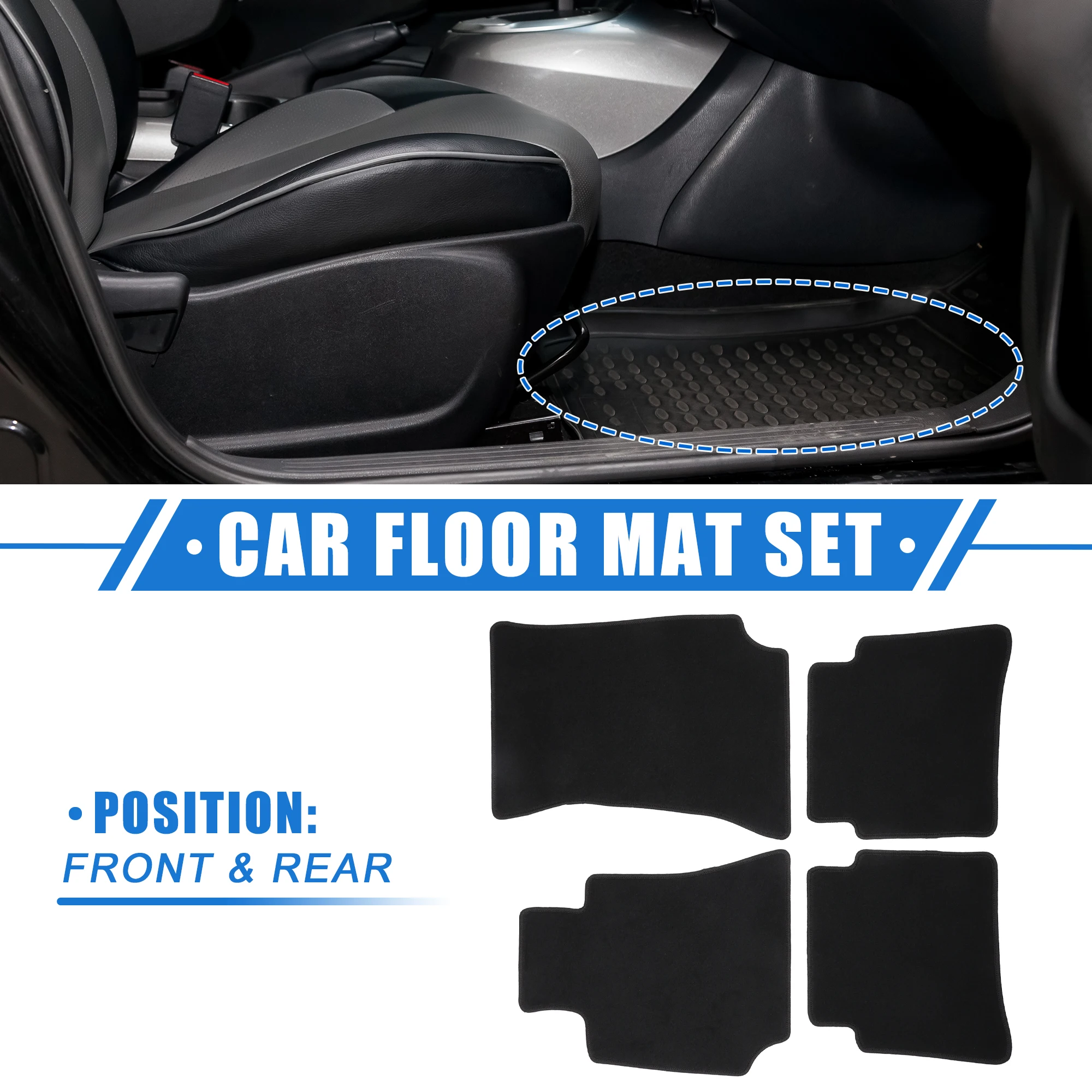 UXCELL Car Floor Mats Set for Mercedes Benz CLS C218 2011-2018 Front Rear Velour Black