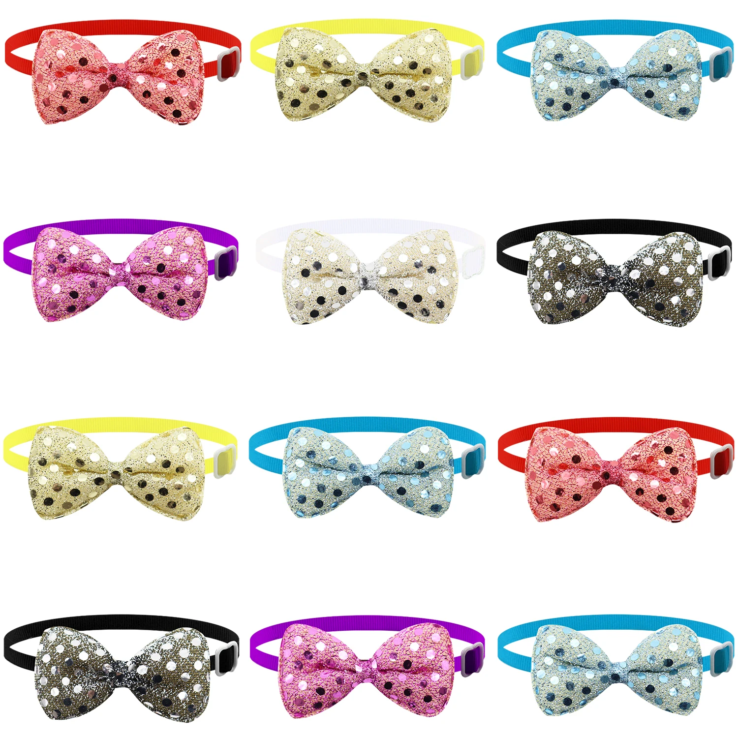 50/100Pcs Bling Bling Dog Bows Shining Sequin Dog Grooming Bows Pet Cat Party Decoration Dog Bowties Accessories For Small Pets