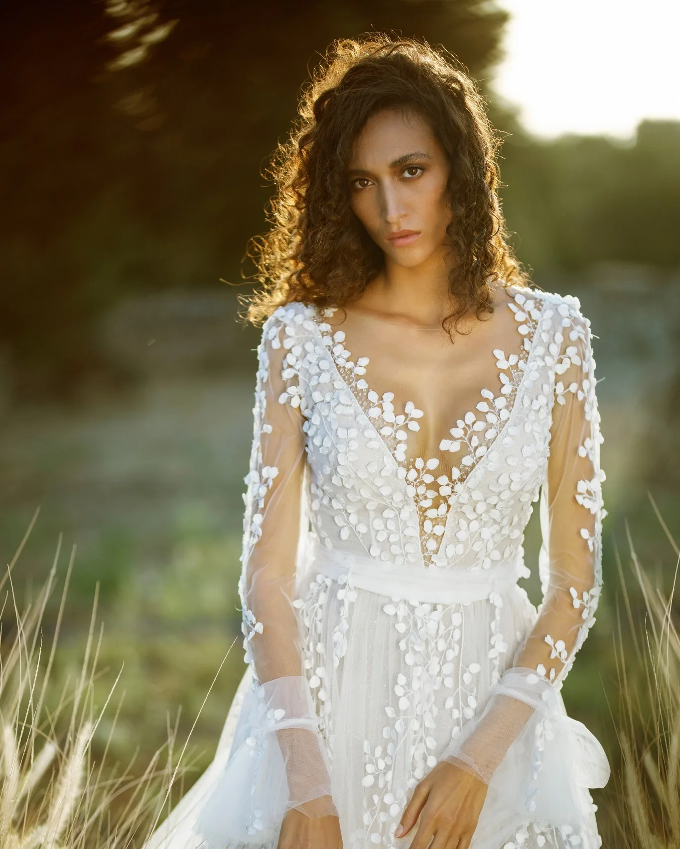Bohème une ligne robes De mariée manches longues col en V dentelle appliqué Tulle Boho robe De mariée personnalisé Vestido De Novia 2025