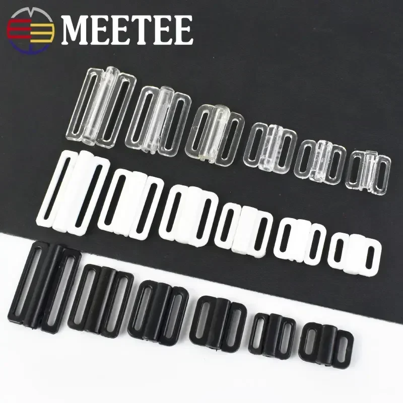 50Sets 8-25mm Plastic Buckles for Bra Swimwear Bikini Adjustor Front Closure Clip Clasp DIY Sewing Underwear Repair Accessories