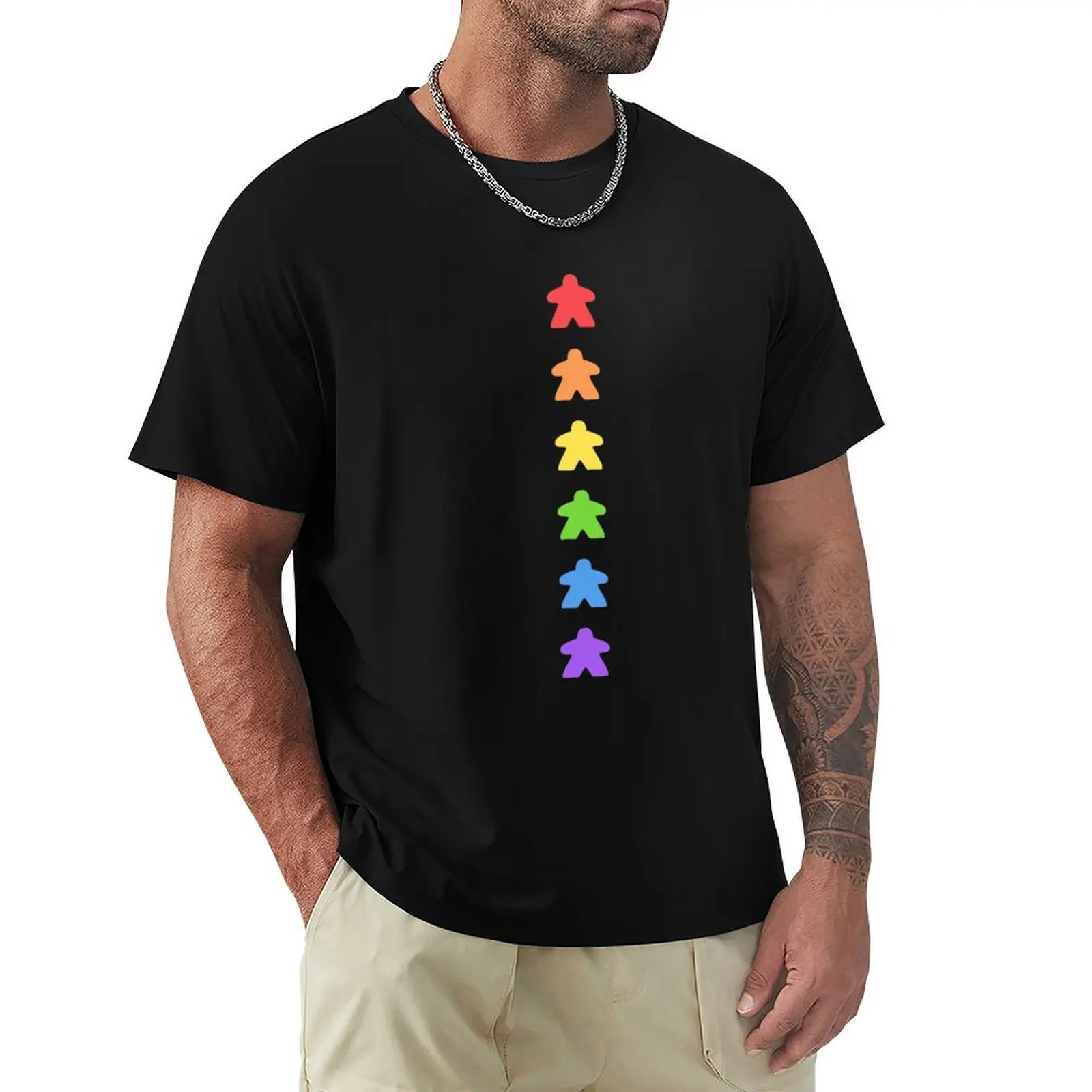 

Rainbow Board Game Meeples - Meeple Board Games Addict T-Shirt oversizeds oversized Men's clothing