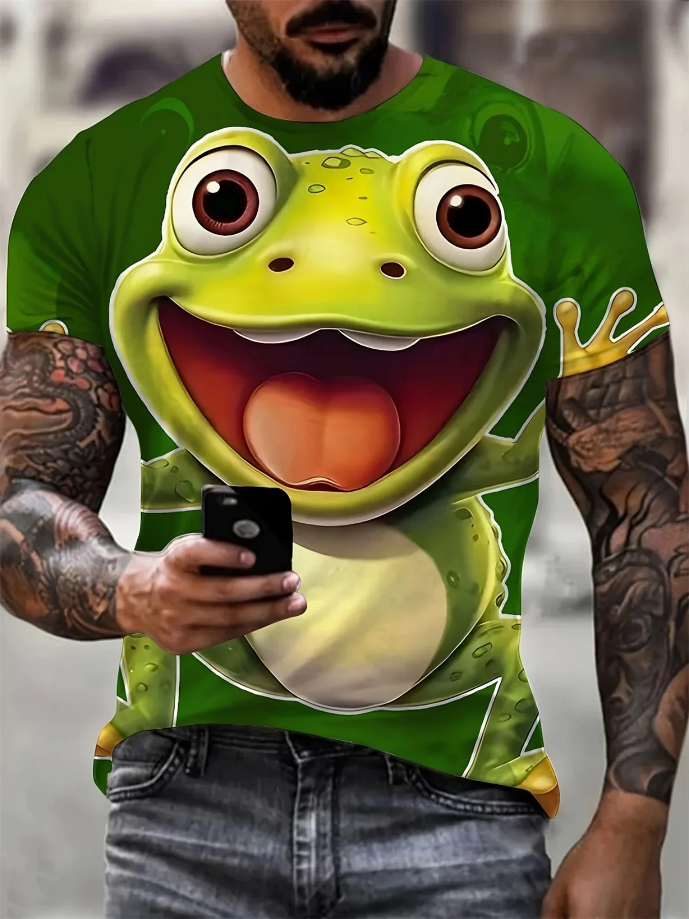 

Fun 3D cartoon animal printed parent-child T-shirt, casual summer shorts, sweatshirt, outdoor fashion T-shirt