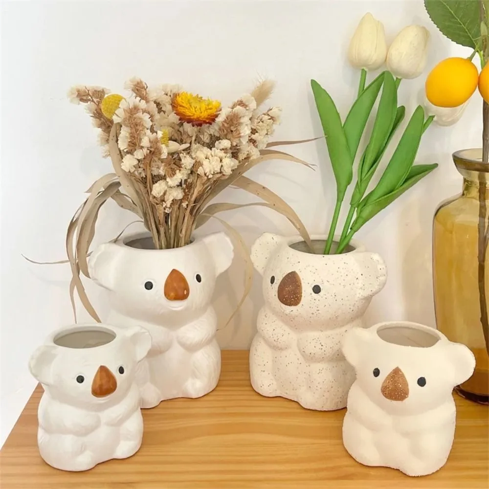 Cartoon Koala Flower Vases Resin Flower Plant Pots Bonsai for Indoor Succulent Plant Potted Desktop Ornament Home Decoration