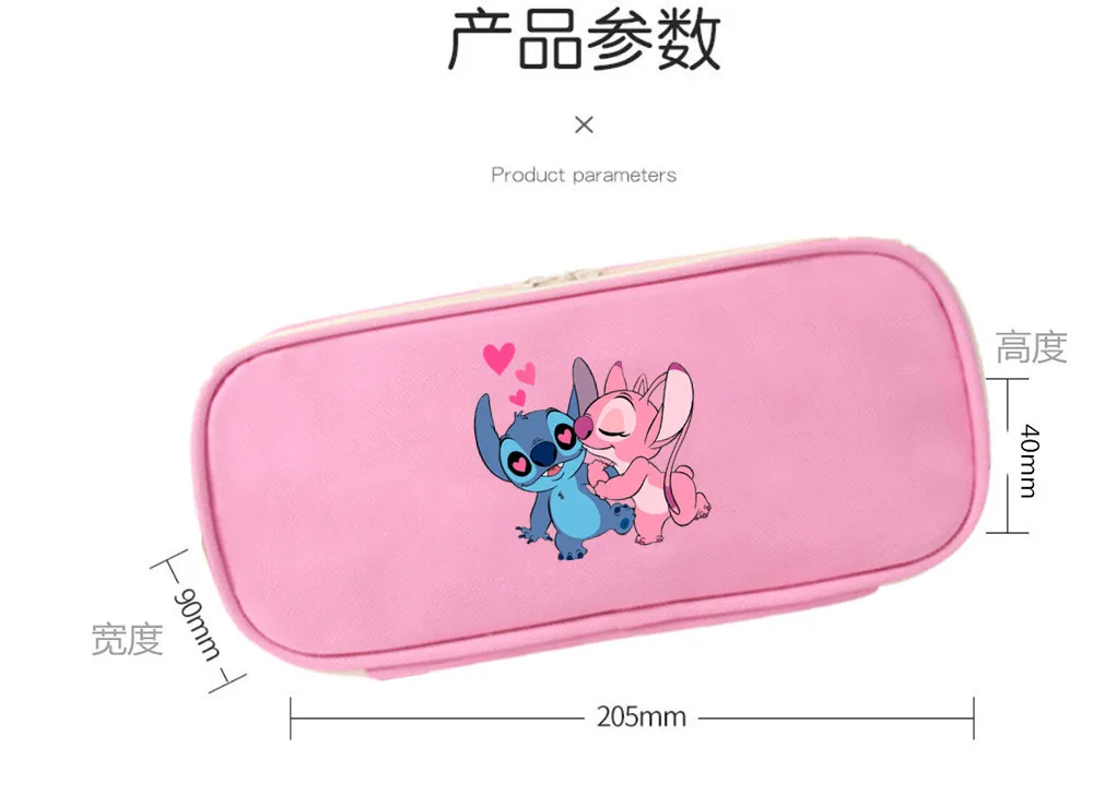 Disney Lilo Stitch Pencil Case Anime Kawaii Cute Figures Stitch Pen Bag Student School Office Stationery Box Kids Birthday Gifts