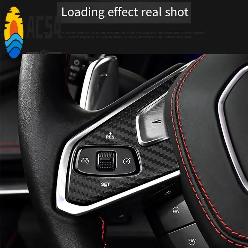 

AC54-Car Styling Carbon Fiber Steering Wheel Panel Sticker For Corvette C8 2020-2023 Steering Wheel Decoration
