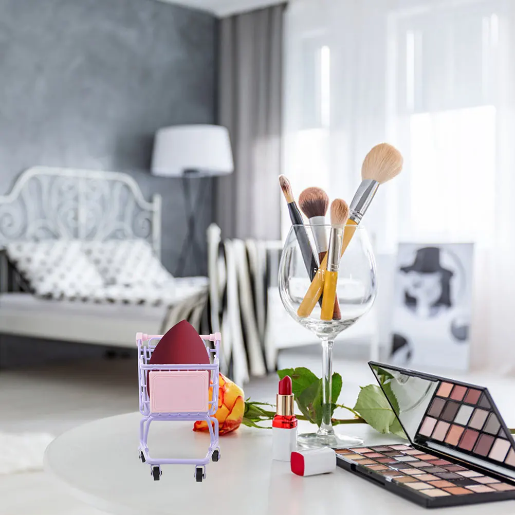 

2Pcs Mini Shopping Cart Desk Organizer Storage Basket Decorative Toy