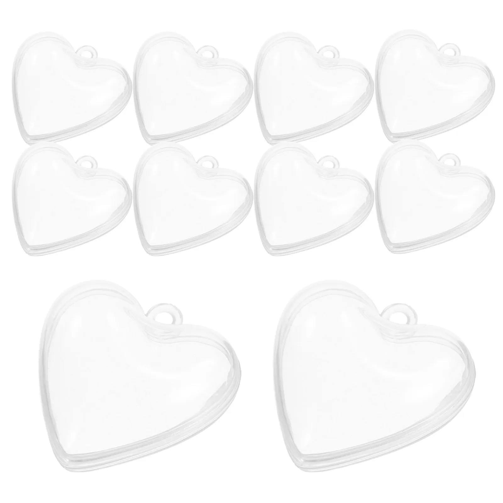 10Pcs Valentines Day Heart Shaped Clear Hanging Ornaments Transparent Fillable Plastic Candy Boxes for Weddings Christmas