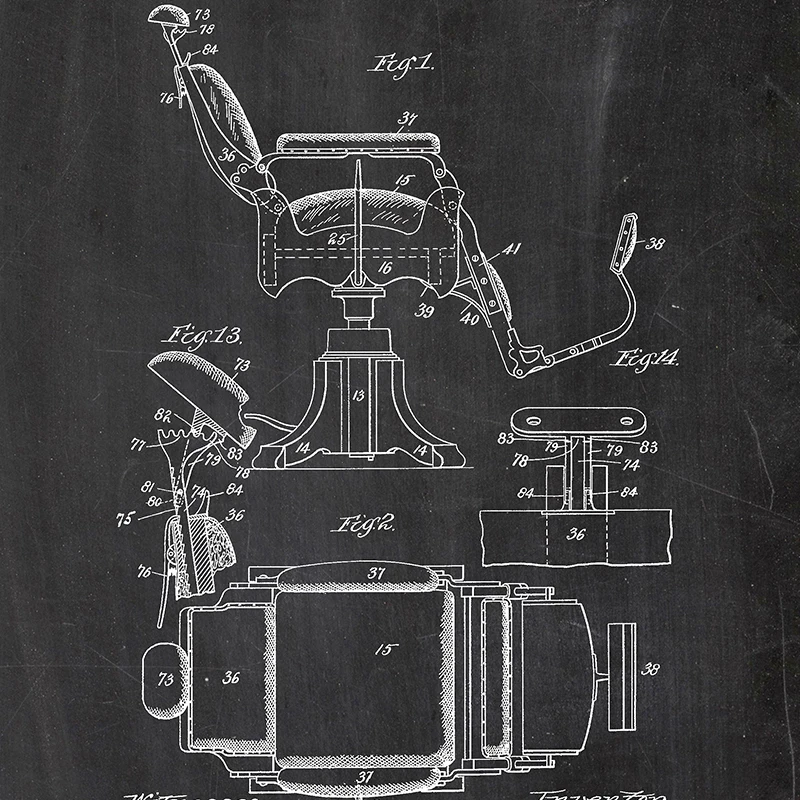 Barber Patent Blueprints Vintage Posters Canvas Prints ,Shaving Brush, Scissors Barber\'s Pole, Cutthroat Razor Barbershop Decor