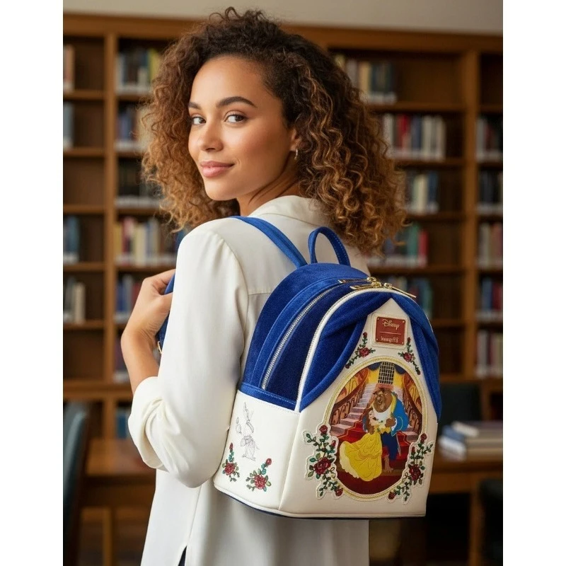 

Beauty and Beast Belle Flower Shoulder Bag Travel Bag Mini Backpack High Quality Cartoon Leisure Bag Gift