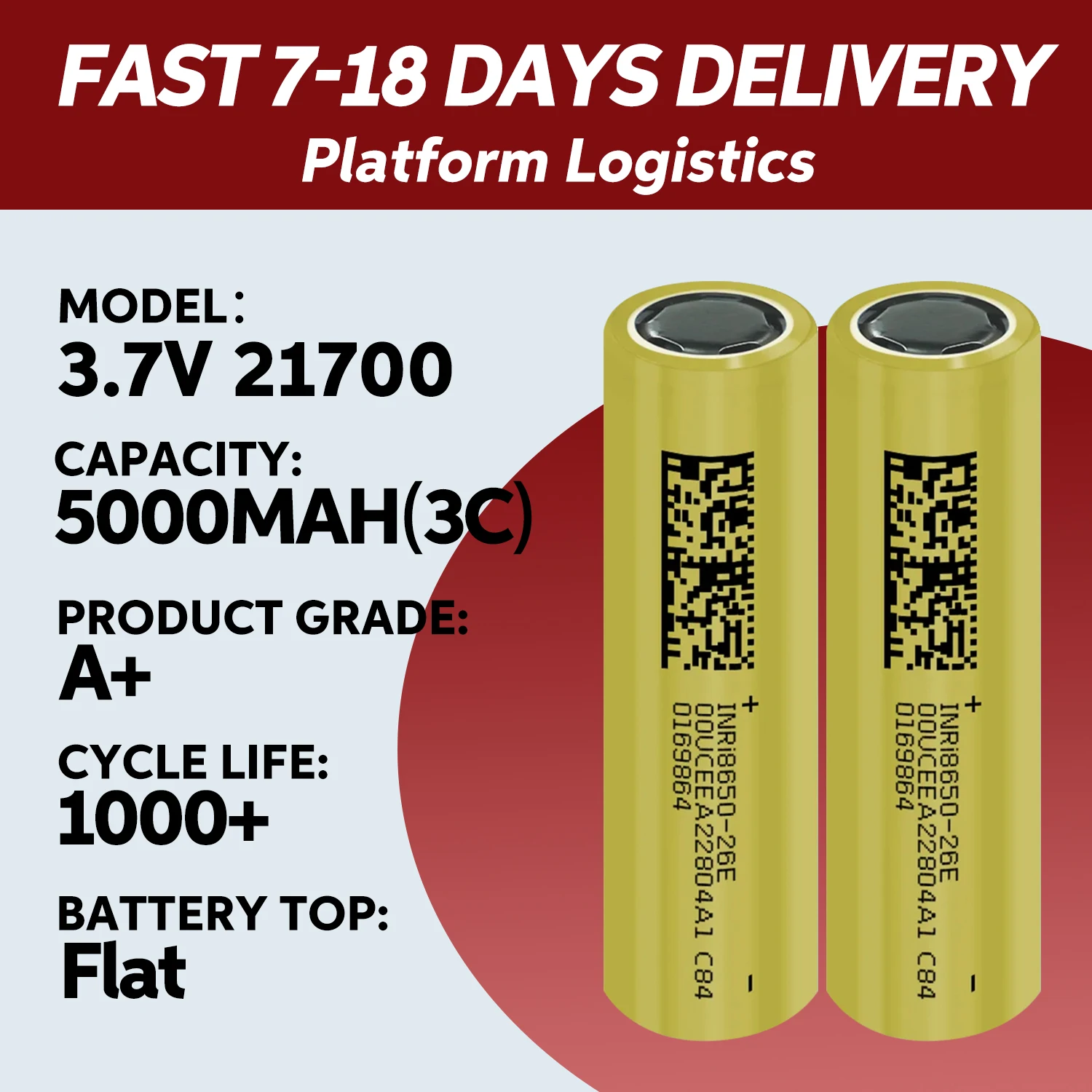 

Новый литий-ионный аккумулятор емкостью 2025 21700, 5000 мАч, аккумулятор класса A 3C с плоской головкой для фонарика Power Bank, велосипеда