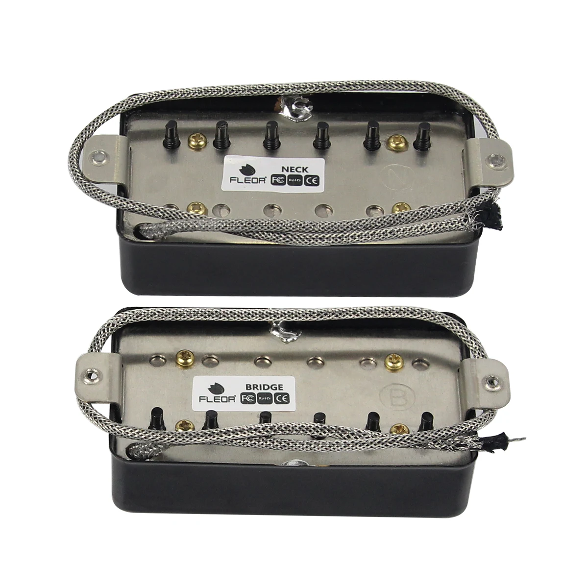 FLEOR 2PCS Alnico 5 Humbucker LP Guitar Pickup Neck Bridge Pickups Set Black Guitar Parts