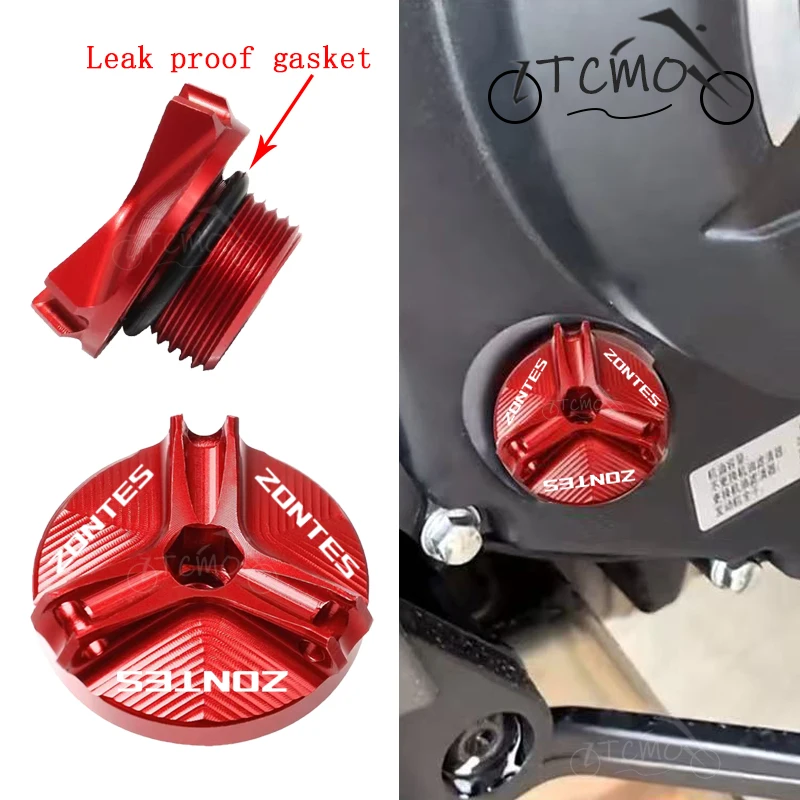 

For Zontes ZT310X 310T 310V ZT310R G1 ZT125 S350 E350 D350 Motorcycle CNC Aluminum Engine Oil Filler Cap Oil Plug Cover