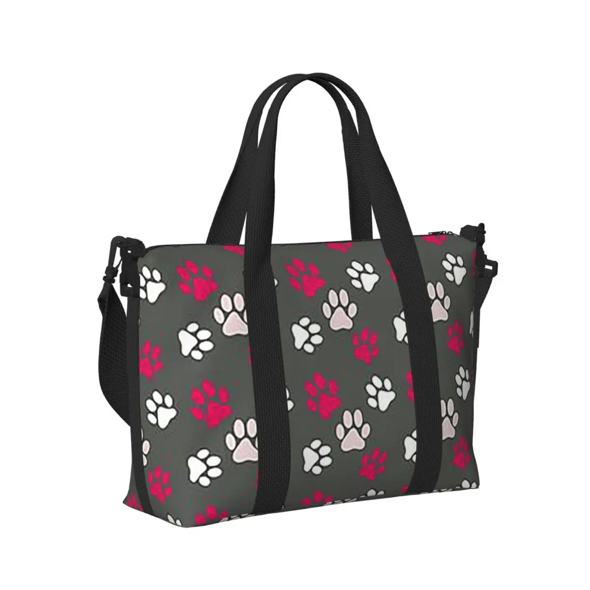 

Dog Paw Cat Heart Love Beach Travel Bag Large Capacity Tote Bags for Gym Sport Women Shopping Duffle Shoulder Bag