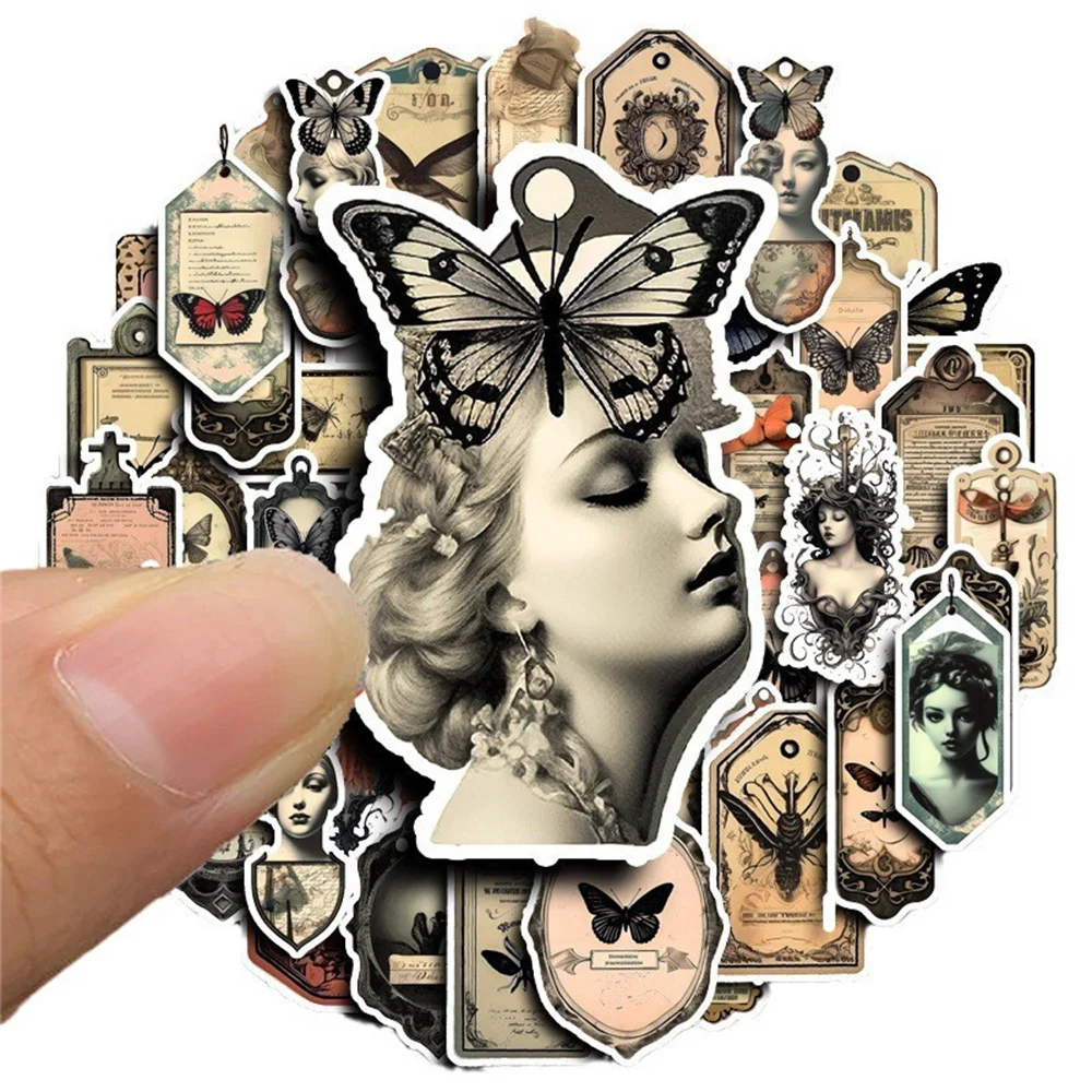 50pcs Steam Vintage Punk Butterfly Stickers Pack Phone Case Suitcase Scrapbooking Supplies DIY Retro Sticker Journal Accessories