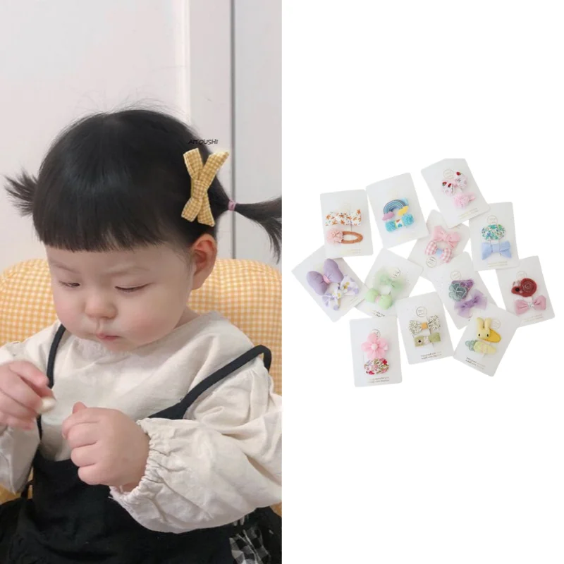 

2Pcs Girl Hair Clips Set Sweet Candy Color Small Cute Barrettes Baby Hairpins Non-Slip Tiny Claw Clips Toddlers Hair Accessories