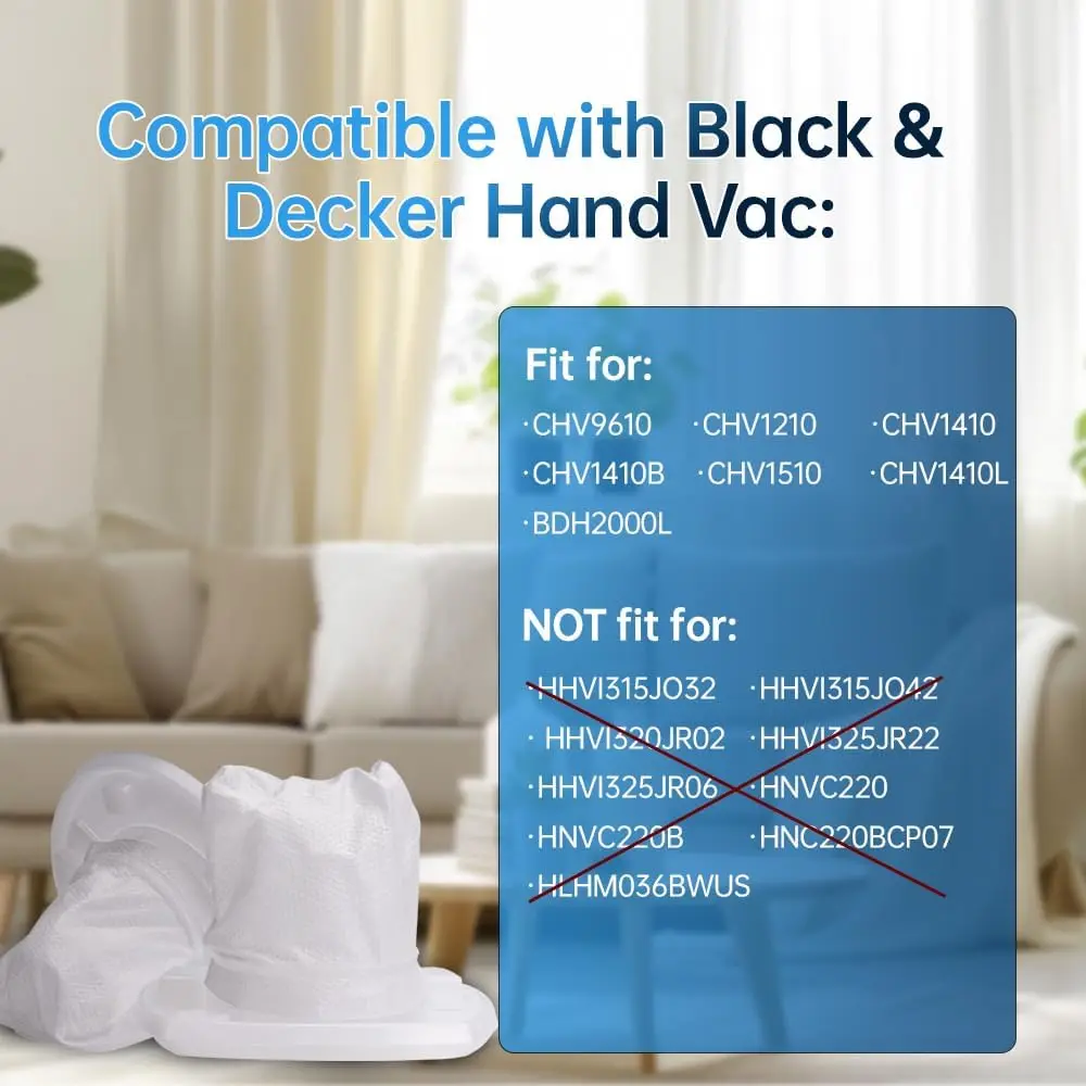 فلتر بديل VF110 لـ BLACK+DECKER Dustbuster CHV9610 CHV1210 CHV1410 CHV1510 BDH2000L (4 مرشحات + 1 فرشاة)