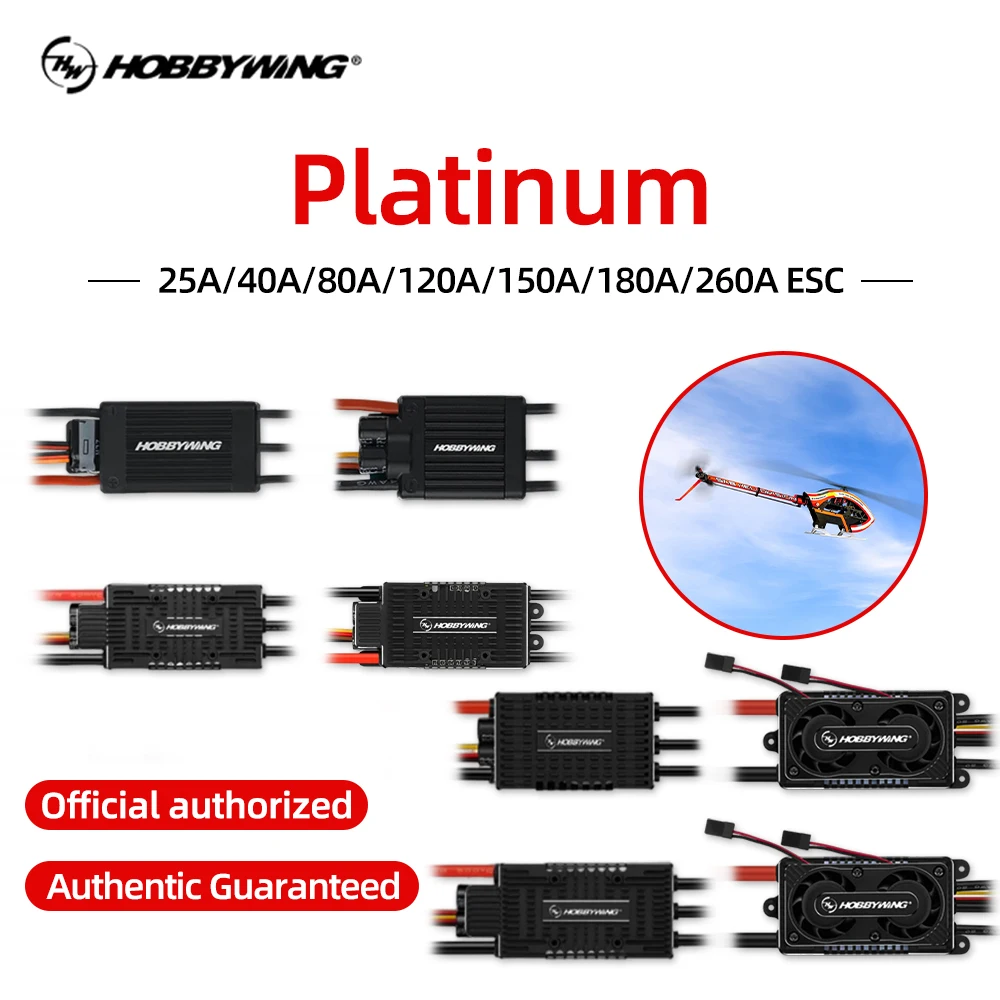 ​ HOBBYWING Brushless ESC Platinum 25A 40A 80A 120A 150A 180A 260A 32-bit Brushless ESC Untuk Helikopter RC Pesawat Terbang Sayap Tetap