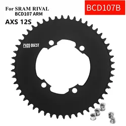 PASS QUEST Round Chainring 107BCD for Sram Rival AXS 12S Crankset 107 Bcd MTB Road Bike Chainwheel 36 40 42 54 56 58 T