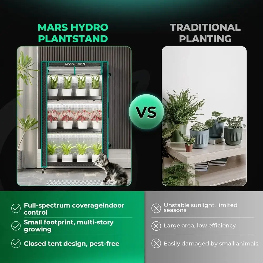 4-Tier Plant Stand with 6 Full Spectrum LED Lights, 150W, 5000K, Ideal for Plant Growth and Seedlings