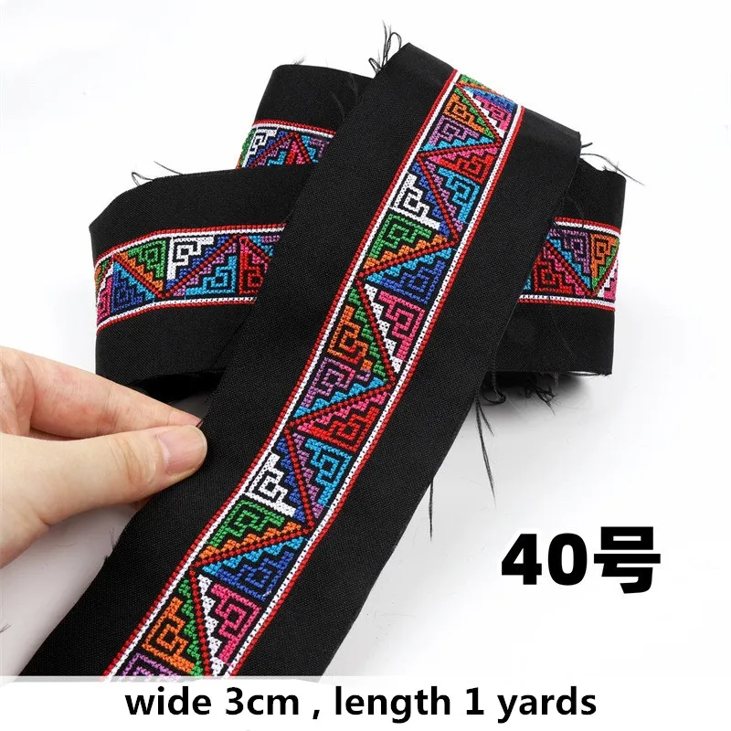 1yard Embroidery Webbing Lace Ethnic Style Ribbon for Handbag Garment Luggage Women Decoration Sewing DIY Accessory