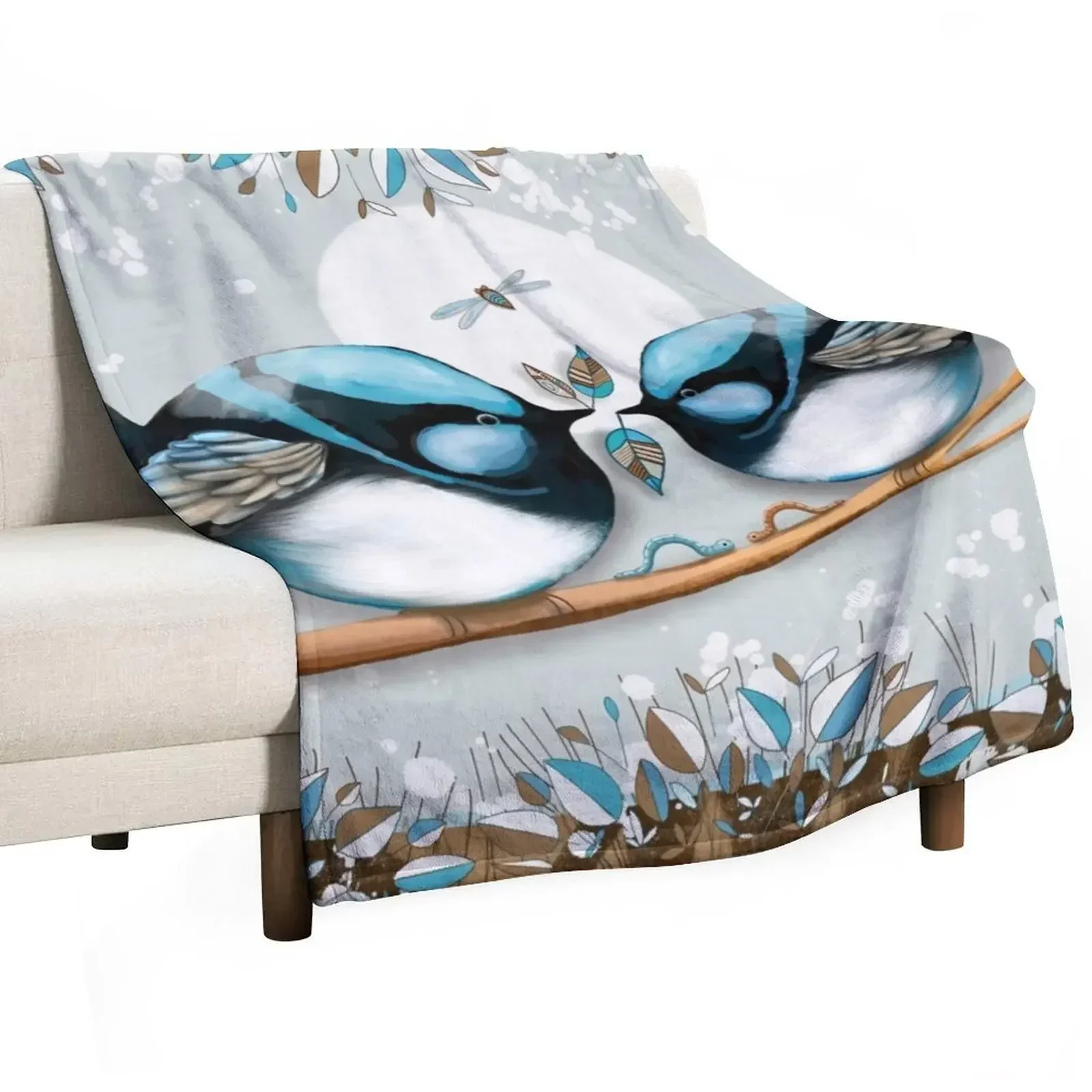 

Blue Fairywrens Throw Blanket Moving blankets ands Blankets