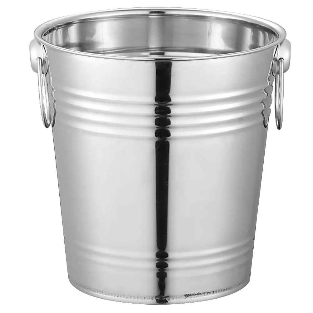 

Stainless Steel Ice Bucket 16CM Double Handles Portable Cooler for Wine Beer Party Supplies Bar Tool