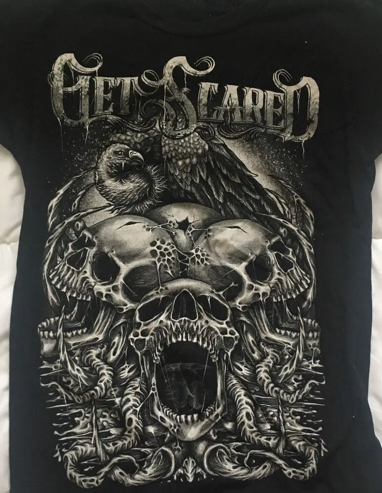 Vintage Get Scared Band Men T-shirt Black Short Sleeve All Sizes S-5XL BR5442