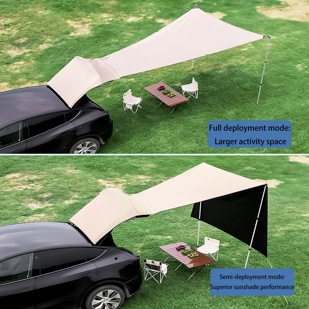 For Tesla Model Y 21-2025 Car Rear Trunk Awning Tent Quick 5-Min Setup Aluminum Support Poles UV Protection Camping Equipment view 2