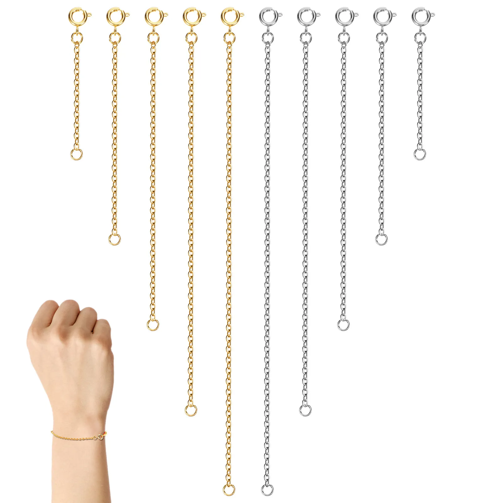 

10 шт. классических медных удлинителей-цепочек для ожерелий и браслетов, аксессуары для изготовления ювелирных изделий, удлинительные цепочки для DIY