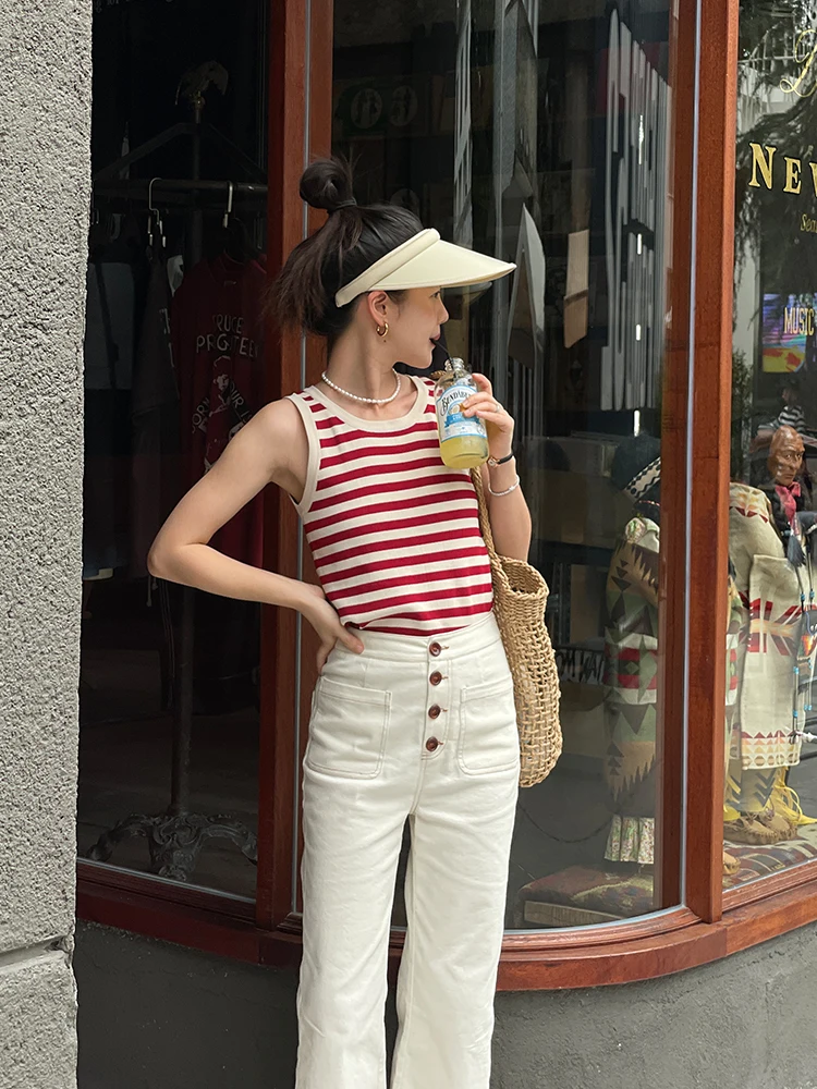 

CML Ретро шикарная полосатая женская майка Csole Верхняя одежда Base irt Jum Color Новое поступление Slim Fit Лето 2024