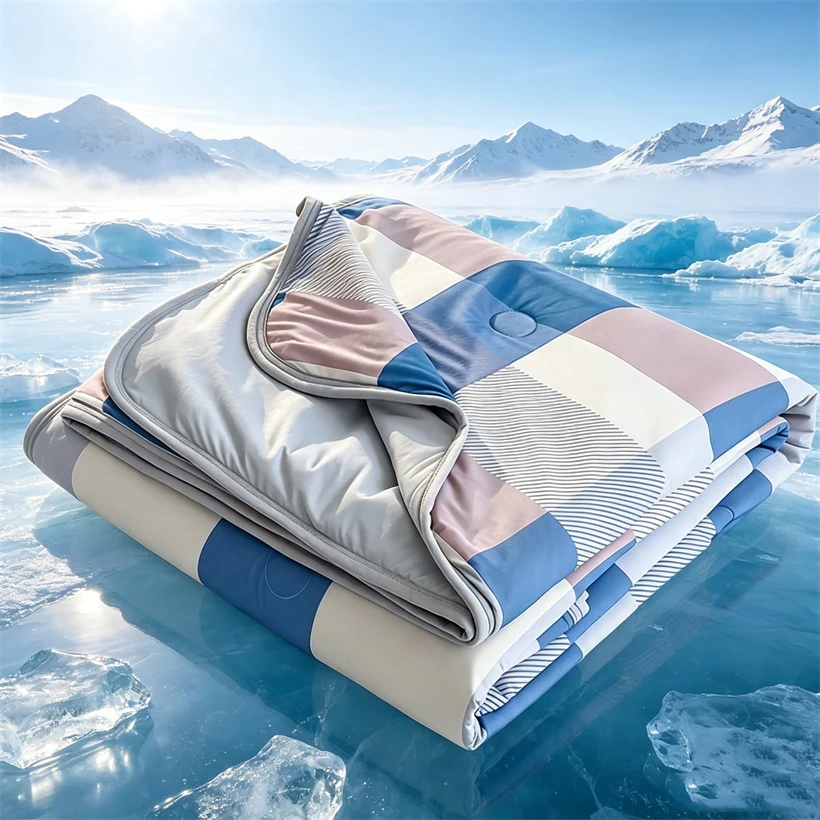 New Plaid Print Summer Cooling Blanket Lightweight Breathable Air Condition Cooling Quilt Skin-friendly Duvet Comforter Quilts