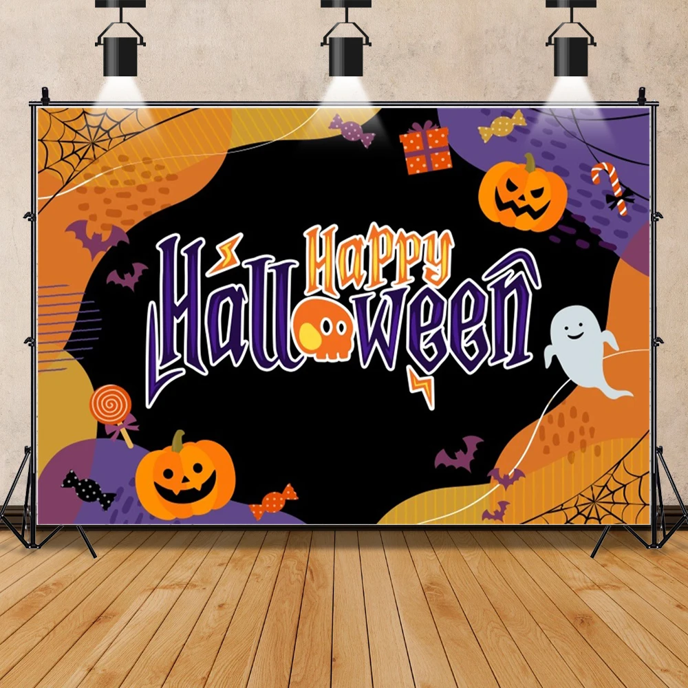 만화 할로윈 사진 배경 호박 달 사진 배경, 해피 할로윈 파티 사진 스튜디오 소품