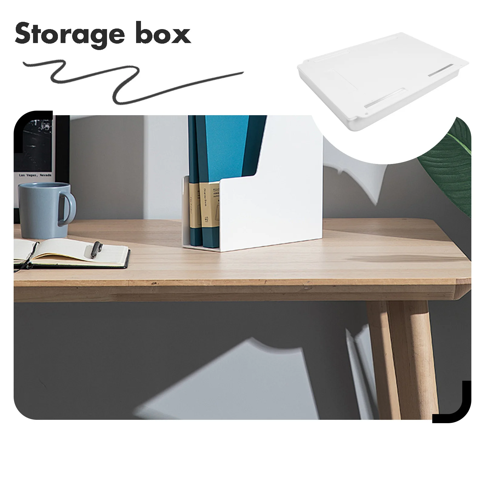 

Hidden Drawer Under Desk Storage Box Large Capacity White Plastic Organizer For Office Dorm Study Stationery Jewelry Under