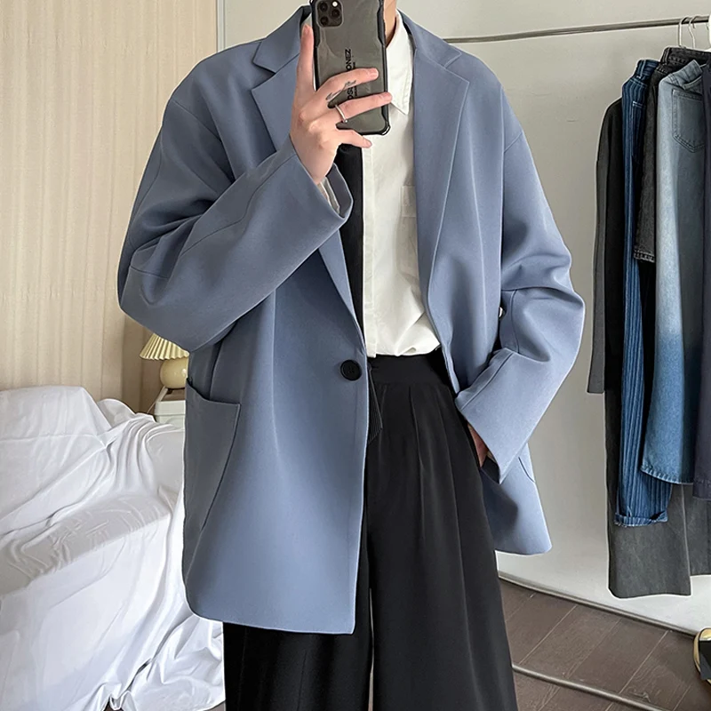 

Мужская повседневная куртка Naples Blue в корейском стиле, весна-осень, с длинным рукавом, из полиэстера, не требует глажки