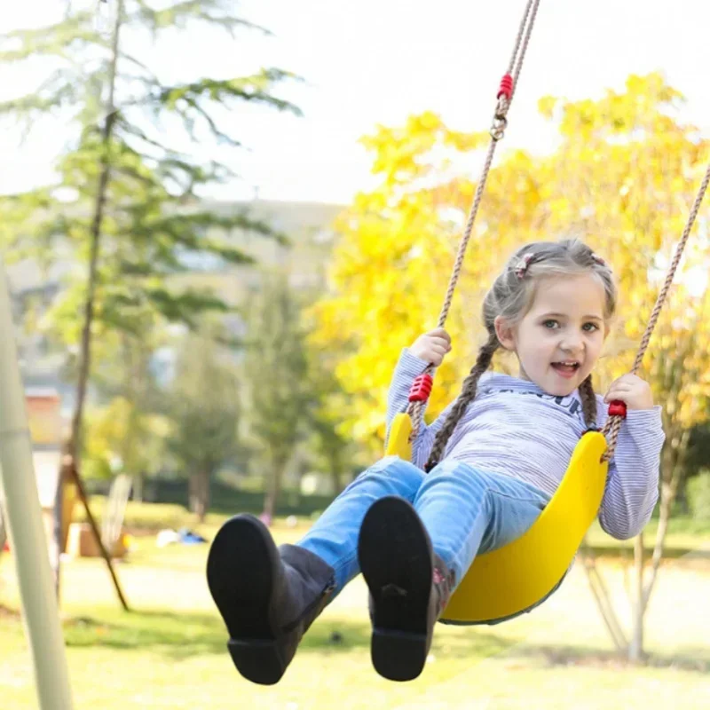 1pc Kids Outdoor Active Play Swing - Gymnastic Ring Rope Soft Board Plastic Chain & Skateboard-Style Amusement Children’s Set