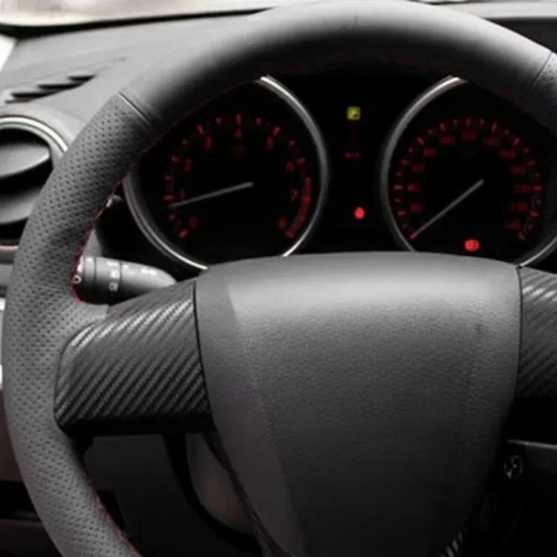 Car Interior Steering Wheel Cover Perforated Microfiber Leather Trim Accessories For Mazda 3 2011 2012 2013 2014 2015 2016 2017