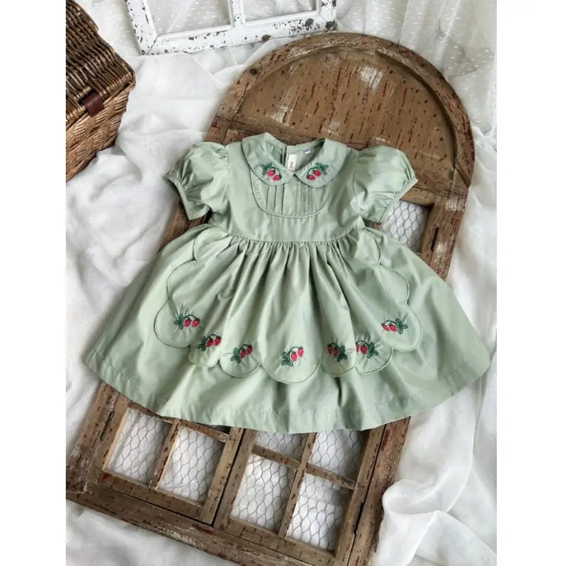 New Baby Spanish Lolita Princess Dress Children\'s Birthday Party Toddler College Style Girls Embroidery Dresses For Eid A3517