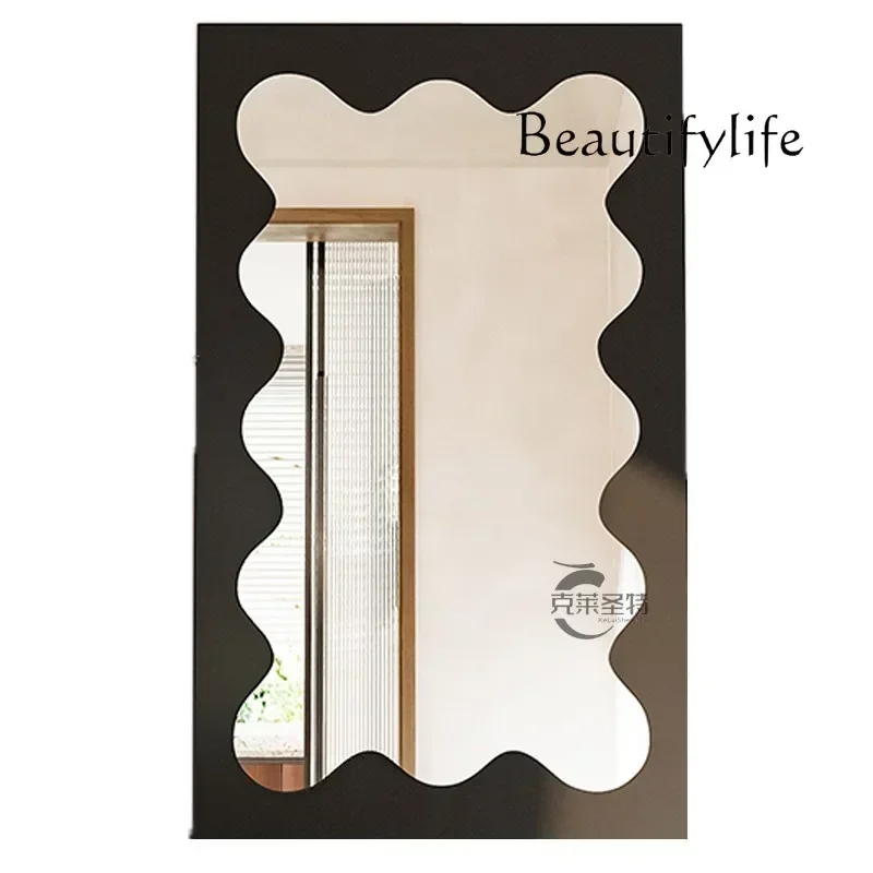 3.z.Full body mirror, simple modern solid color wave mirror, living room bedroom floor clothing store full-length mirror