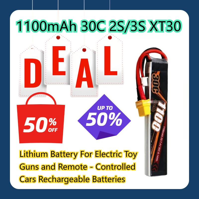 Batería de litio XT30 de 1100mAh 30C 2S/3S para pistolas de juguete eléctricas y baterías recargables de coches con control remoto