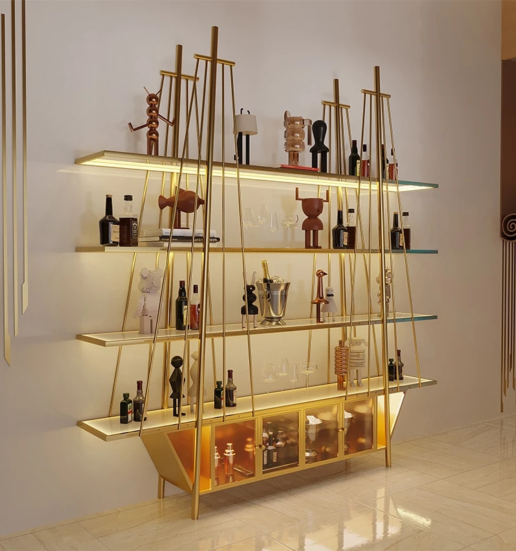 Customized sailboat wine rack storage rack, light luxury cabinet display rack, restaurant red rack, cabinet