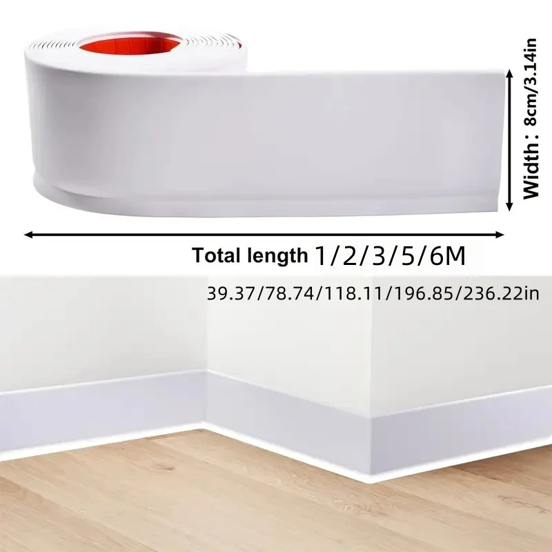 1PC 1/2/3/5/6M  PVC Skirting Line Border Self-adhesive Thick Edge Closing Wall Skirt Strip for Living Room Background