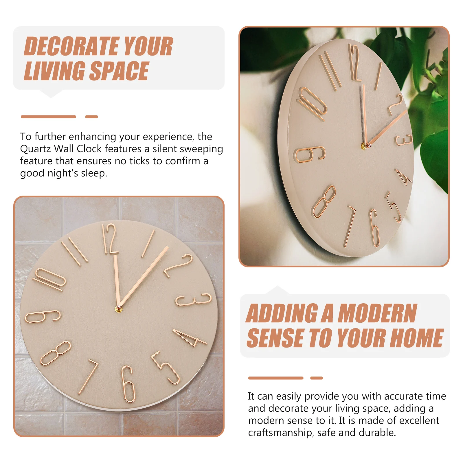 

Modern Silent Clock Wall Clock for Living Room Decor Non Ticking Quiet Plastic Operated Modern Design Home Office Store