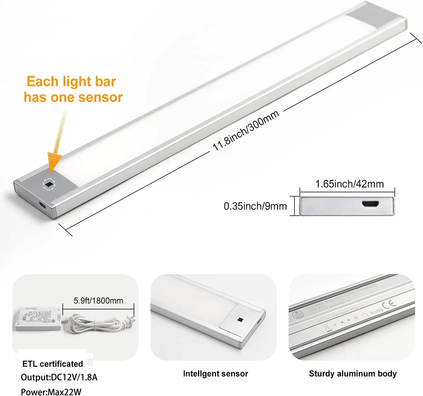 

Vst Hand Wave Activated Under Cabinet Lights Plug In, Closet Lights, Stepless Dimming Lighting For Kitchen Shelf Cupboard