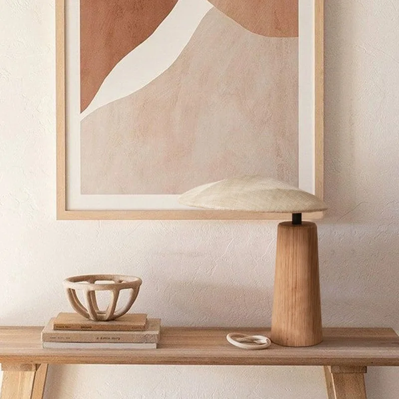 Wabi-Sabi Style Desk Lamp Simple Solid Wood Bedroom Study Table Light Japanese Original Wood Table